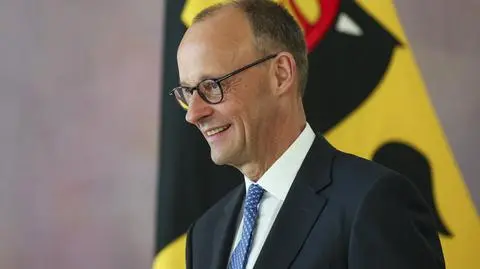 Friedrich Merz podczas zaprzysiężenia w Pałacu Bellevue w Berlinie