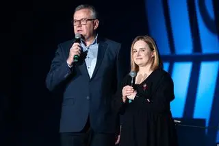 Artur Andrus i Joanna Kołaczkowska podczas występu w Polanicy Zdroju w 2022 roku