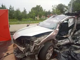Wypadek w miejscowości Popielawy (woj. łódzkie)