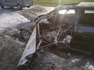 Pożar samochodu na ulicy Krakowskiej w Kielcach