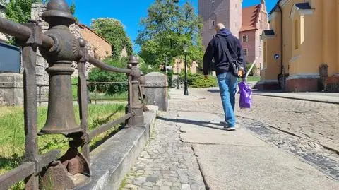 Balustrada przed Muzeum Narodowym w Poznaniu, którą kazał zachować Miejski Konserwator Zabytków. Ubytki powstały w wyniku ostrzału artyleryjskiego