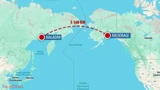 Odległość między Magadanem i Anchorage