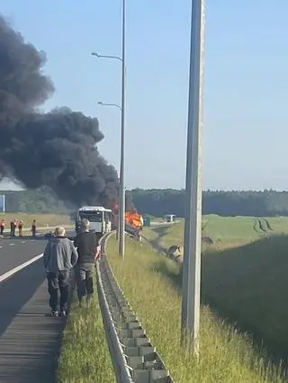 Wypadek na S3, pożar ciężarówki