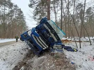Wypadek ciężarówki w Dobrej na Podkarpaciu