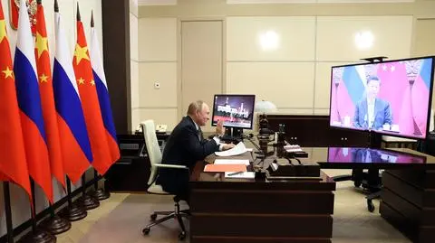 Putin i Jinping. Rozmowy w formie wideokonferencji. Zdjęcie z 15 grudnia 2021 roku 