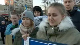 Na wiecu w Częstochowie nie kryto łez (zdjęcie z 25.02.2022 r.)