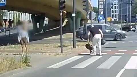 Szedł z psem przez przejście dla pieszych, nagle go kopnął. Został nagrany, później zatrzymany