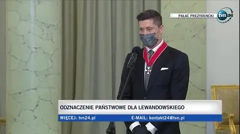 Robert Lewandowski odznaczony przez prezydenta Andrzeja Dud Krzyem Komandorskim  Eurosport w TVN24 - Pika nona - TVN24
