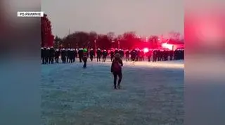 Starcie chuliganów z policją przy Stadionie Narodowym