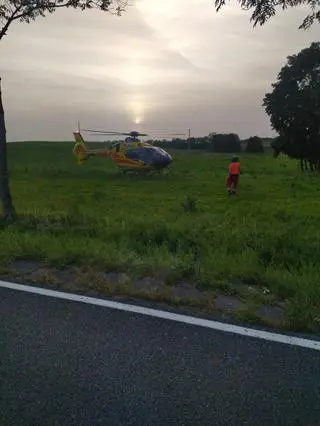 Na miejscu lądował śmigłowiec LPR