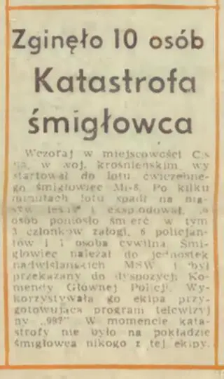 O katastrofie informowały gazety w całej Polsce