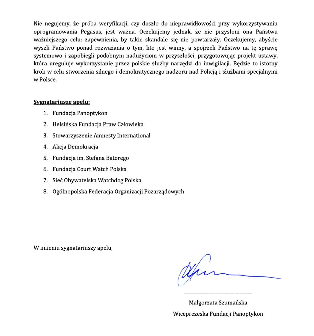Apel do senatorów