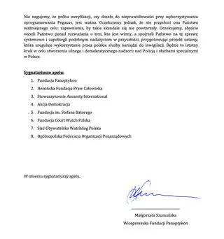 Apel do senatorów