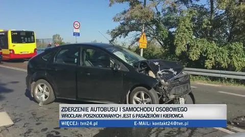 Zderzenie autobusu z samochodem osobowym