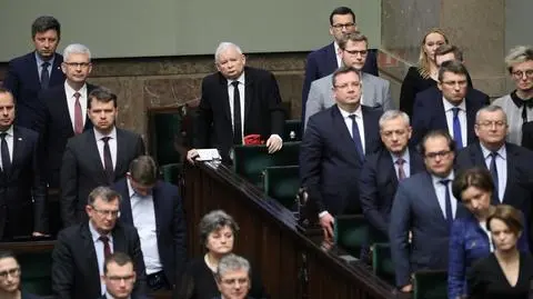 Prezes PiS Jarosław Kaczyński na sali obrad, w drugim dniu posiedzenia Sejmu