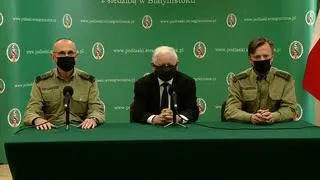 Jarosław Kaczyński podczas konferencji