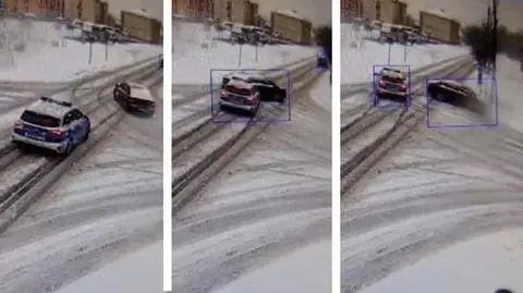 Driftował i zderzył się z radiowozem. Nagranie