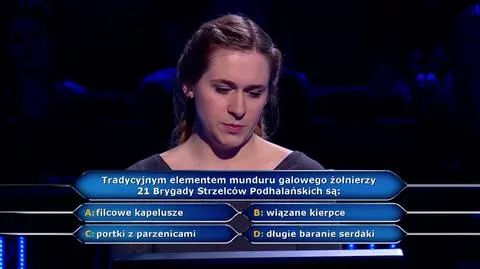 Pytanie w "Milionerach" o element galowego munduru żołnierzy 21. Brygady Strzelców Podhalańskich