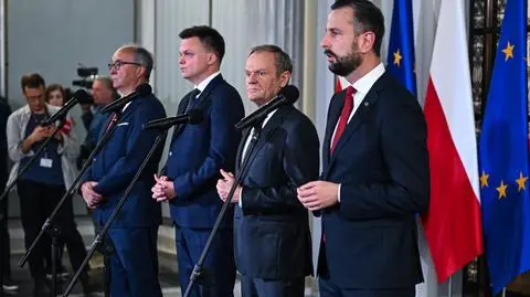 Włodzimierz Czarzasty, Szymon Hołownia, Donald Tusk i Władysław Kosiniak-Kamysz