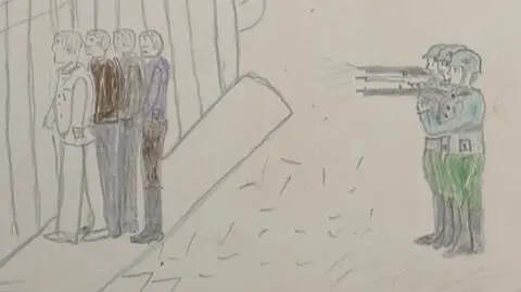 "Niemcy palą ludzi", "Rozstrzeliwanie Polaków". Jak dzieci wojnę rysowały