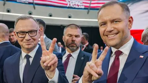 Andrzej Duda i Karol Nawrocki na konferencji CPAC w Jasionce
