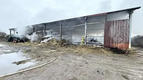 Pożar budynku z sianem w Facimiechu