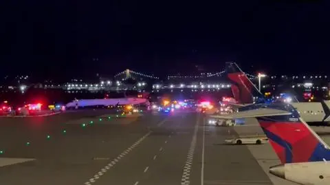 USA. Zderzenie samolotów na lotnisku LaGuardia w Nowym Jorku