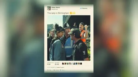 Saffiyah Khan stanęła w obronie muzułmanki podczas demonstracji w Birmingham