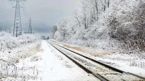 Zima, kolej, tory