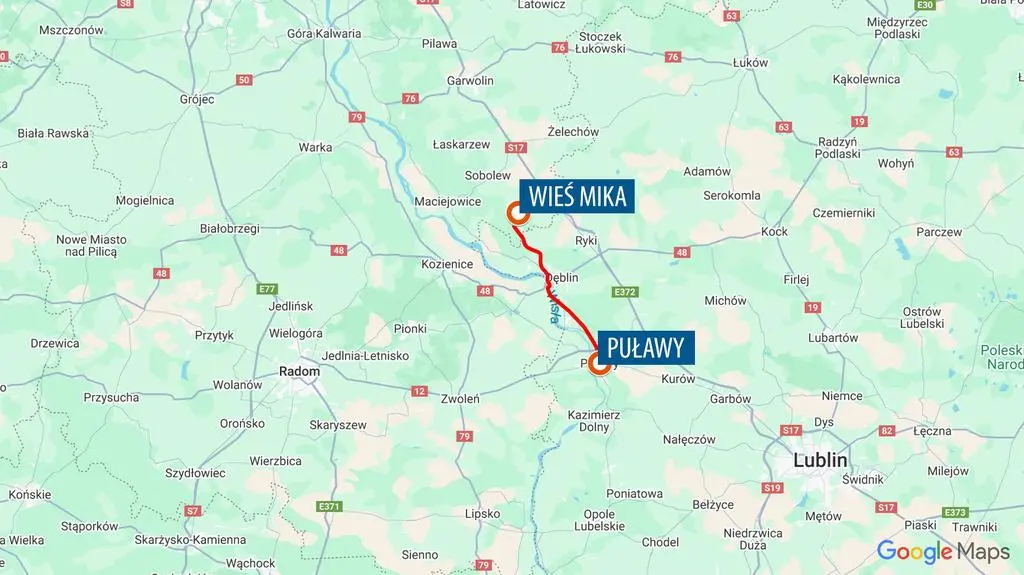 Trasa kolejowa, na której doszło do incydentów na kolei