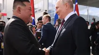 Kim Dzong Un i Władimir Putin w kosmodromie Wostocznyj (wrzesień 2023 r.)