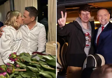 Trzaskowski z żoną, Nawrocki z synem. Zdjęcia po debacie
