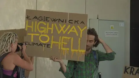 Protest podczas otwarcia Trasy Łagiewnickiej (27 sierpnia 2022 r.)