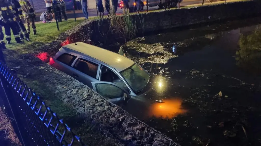 Autem wjechał do stawu