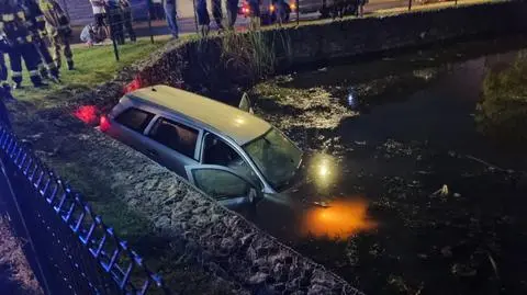 Autem wjechał do stawu