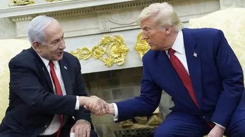 Benjamin Netanjahu podczas spotkania z Donaldem Trumpem