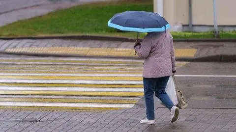 Deszcz, parasol, wiosna, chłodno