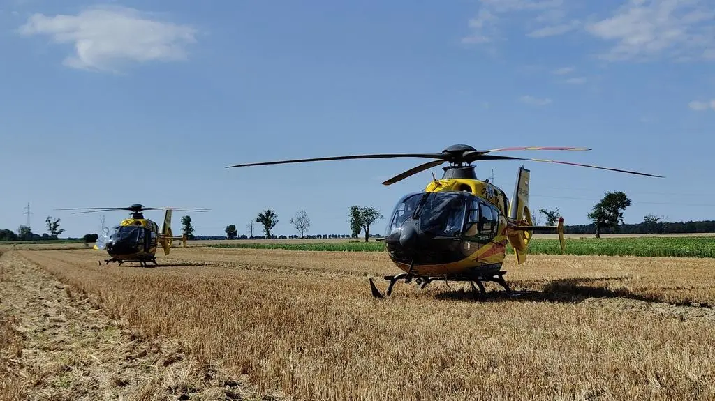 Dwa śmigłowce LPR lądowały na miejscu wypadku