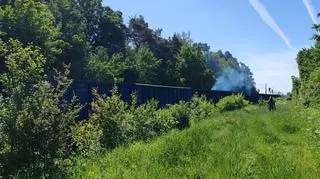 Pożar wagonu z siarką