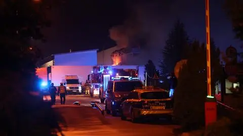 Pożar hali magazynowej zakładów mięsnych przy ul. Baczyńskiego w Sosnowcu