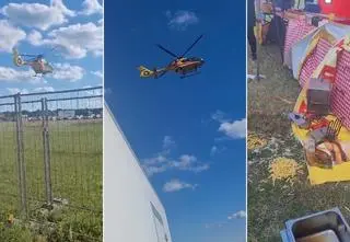 Trwała impreza, śmigłowiec LPR startował. "Na dwie osoby wywróciło się stoisko z gorącym olejem"