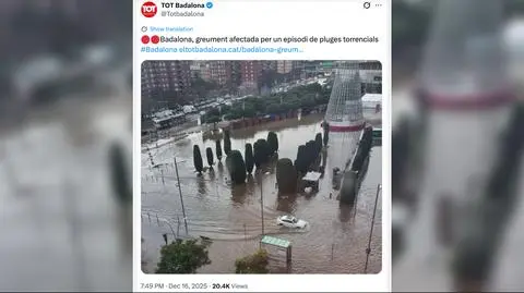 Zalane ulice Badalony na przedmieściach Barcelony