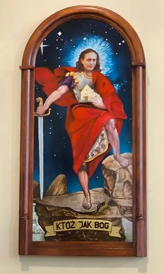 Archanioł Michał na obrazie w kościele ma twarz księdza