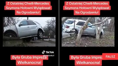 Wpis o wypadku samochodowym Szymona Hołowni to fałsz