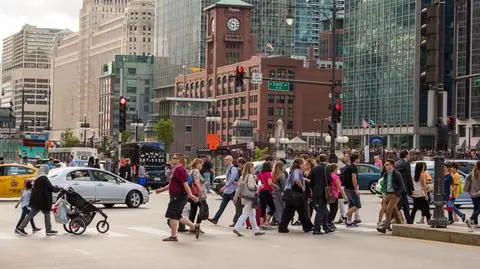 Chicago USA ludzie ulica tłum przechodnie
