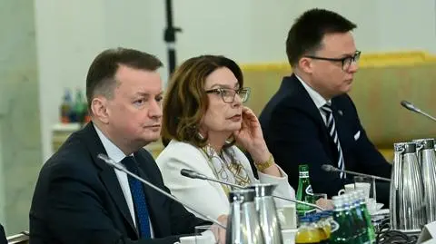 Mariusz Błaszczak, Małgorzata Kidawa-Błońska, Szymon Hołownia na Radzie Bezpieczeństwa Narodowego