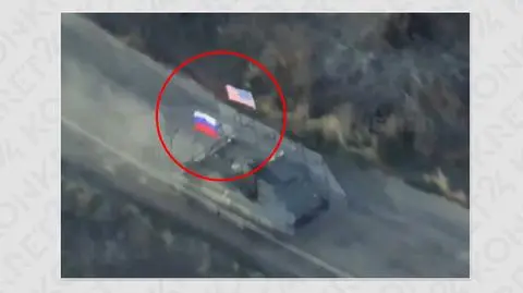 Flagi Rosji i USA na transporterze jako "znak przyjaźni"