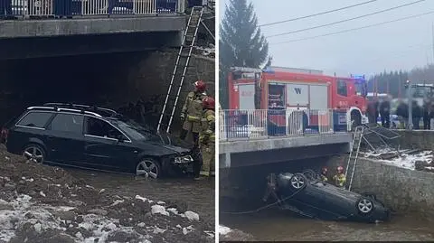 Pijany kierowca wjechał do rzeki