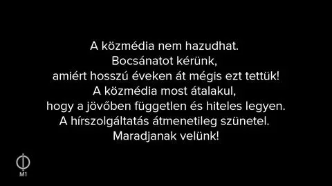 Wiadomość wyświetlana na programie M1