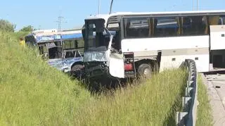 Zderzenie autobusu i autokaru w Krakowie